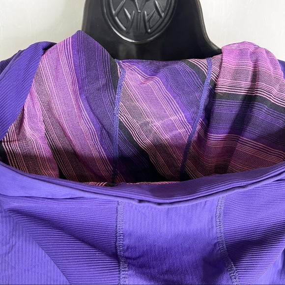 Women's Purple Striped Hoodie - Picture 7 of 16